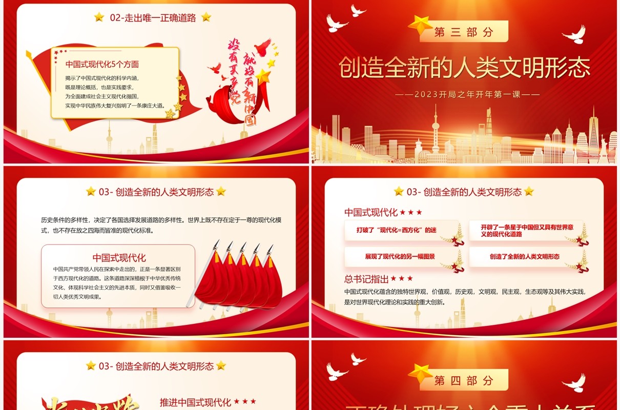红色党政风中国式现代化开年第一课PPT模板