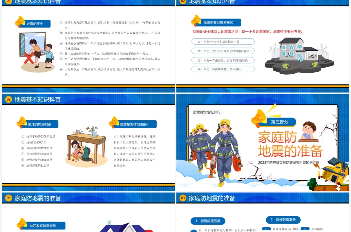 蓝色防范灾害风险护航高质量发展PPT模板