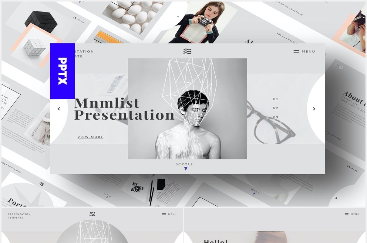 创意作品图片展示PPT模板GREY - Powerpoint