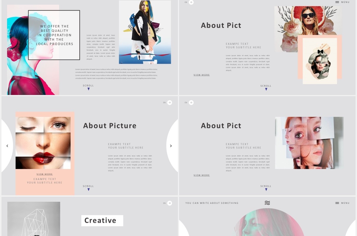 创意作品图片展示PPT模板GREY - Powerpoint