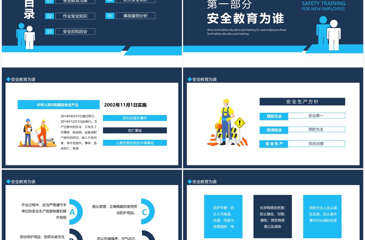 新进员工三级安全教育培训动态PPT模板