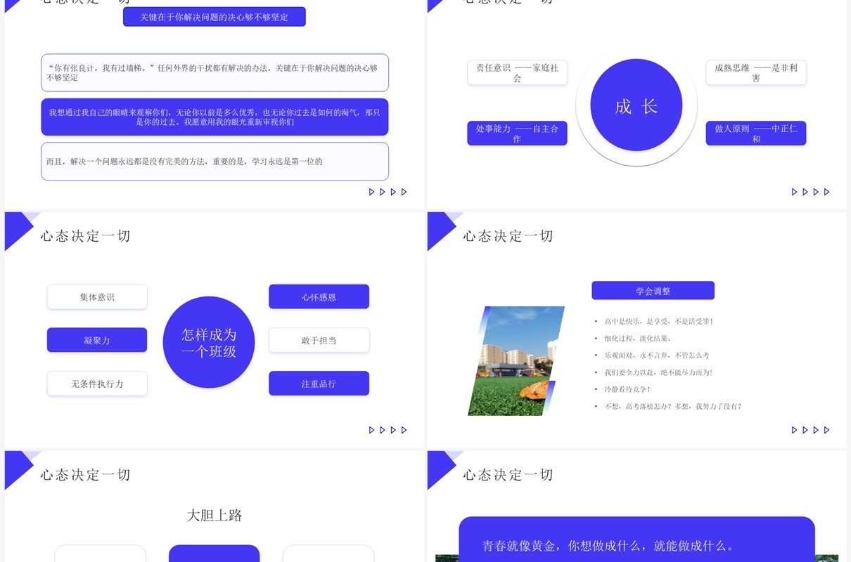 蓝色简约商务风高中开学第一课PPT模板