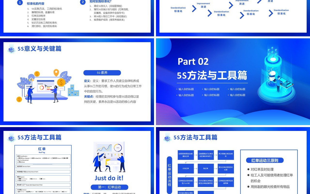 蓝色渐变商务办公室5S管理制度PPT模板