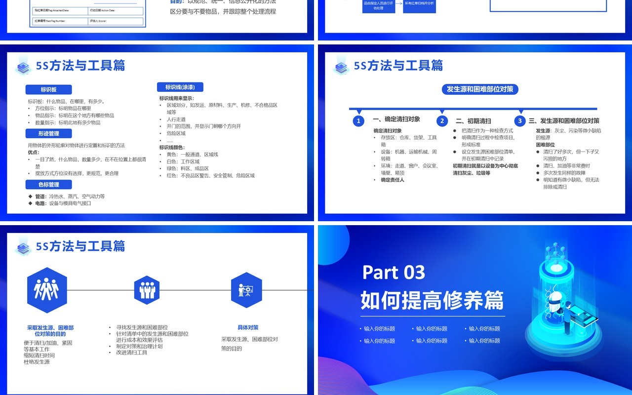 蓝色渐变商务办公室5S管理制度PPT模板