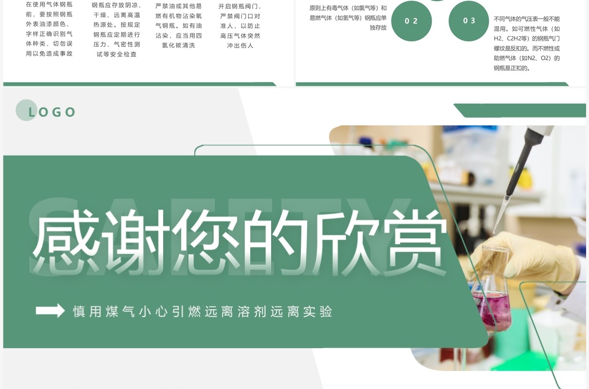 绿色简约风化学实验室安全知识PPT模板