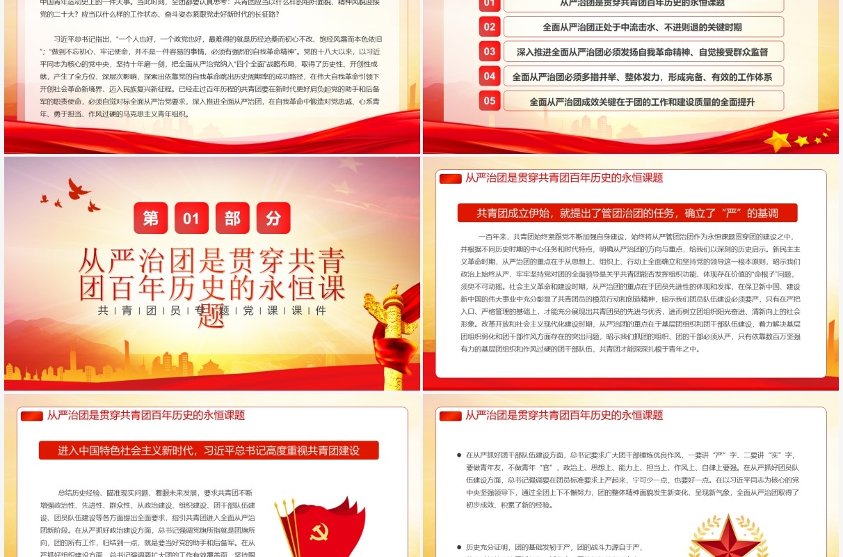 自我革命精神推进全面从严治团PPT模板