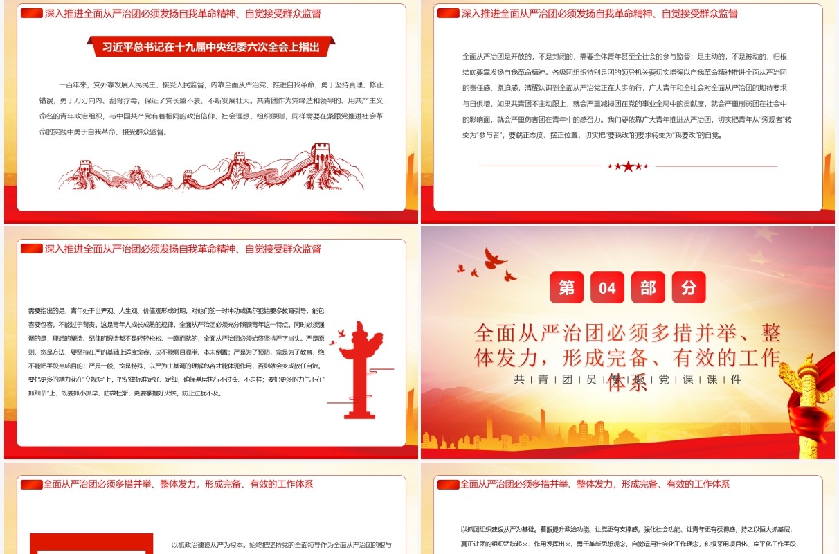 自我革命精神推进全面从严治团PPT模板