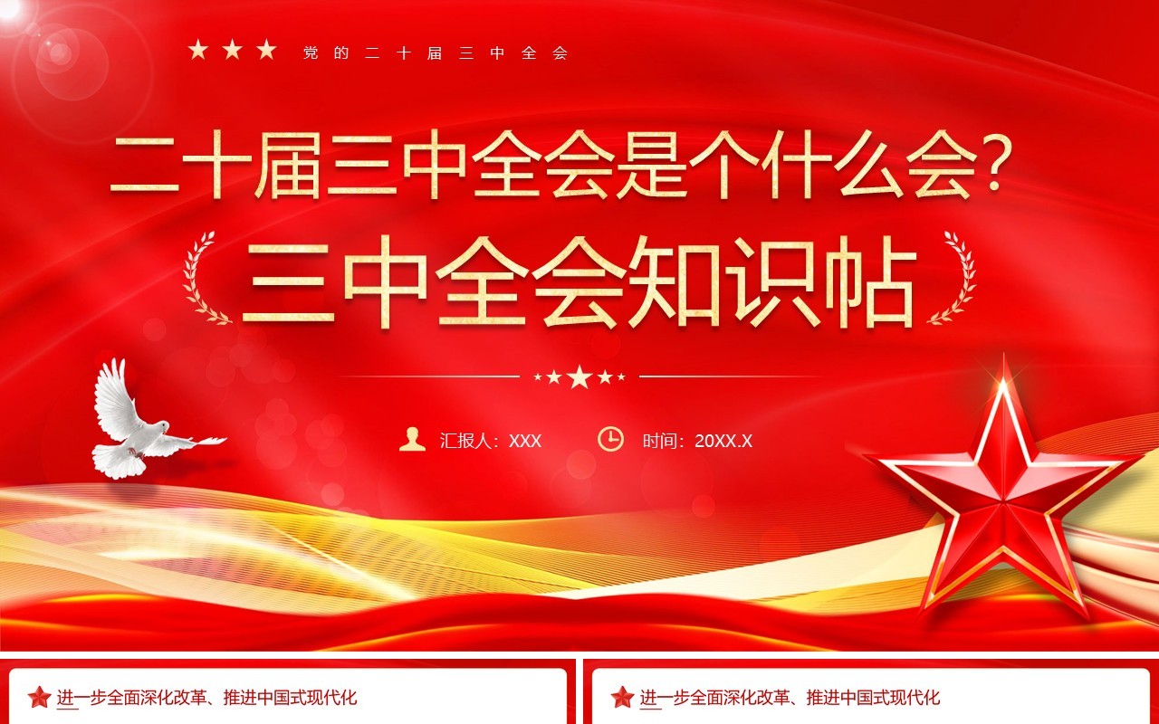 红色简约风二十届三中全会是个什么会PPT模板