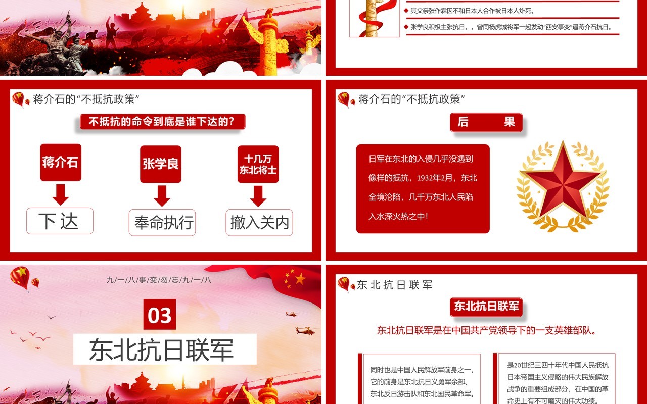 红色党课党政风九一八事变通用PPT模板