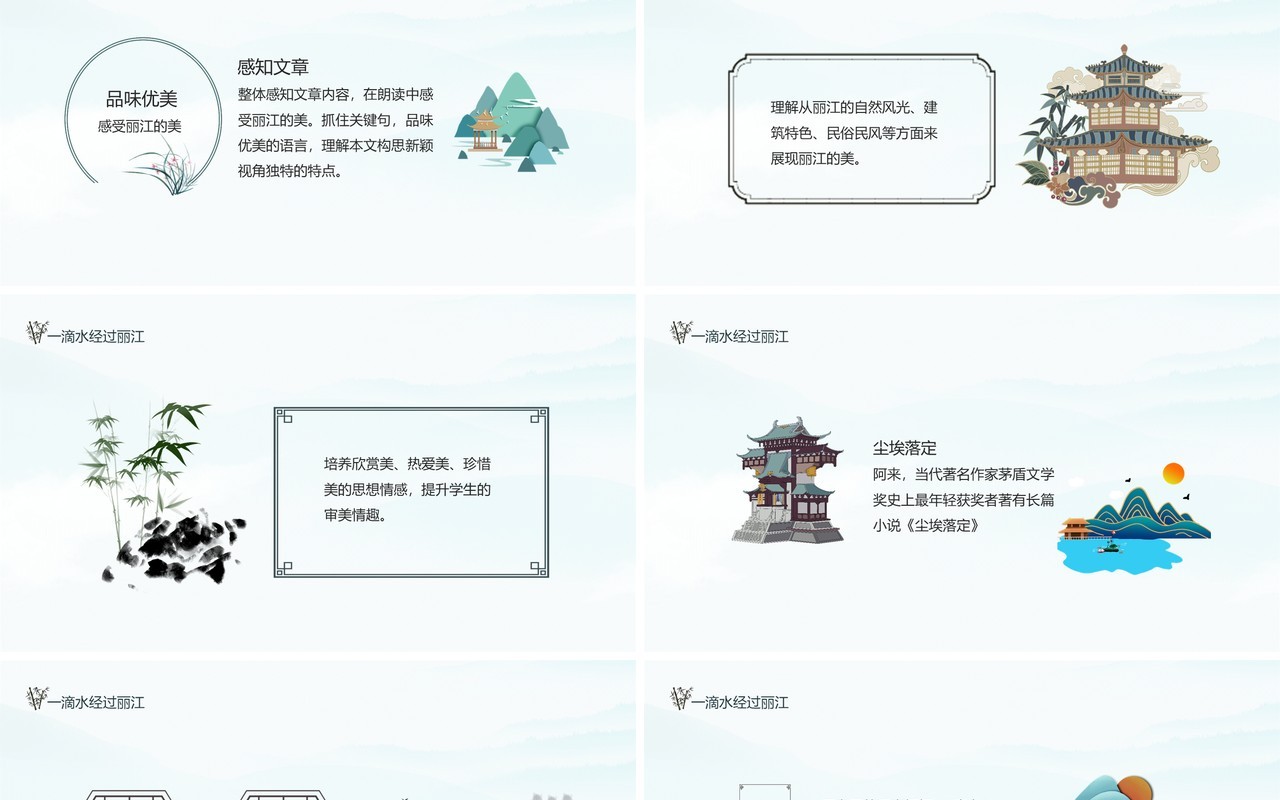 一滴水经过丽江自然风光动态PPT模板