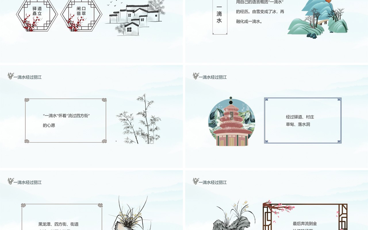 一滴水经过丽江自然风光动态PPT模板