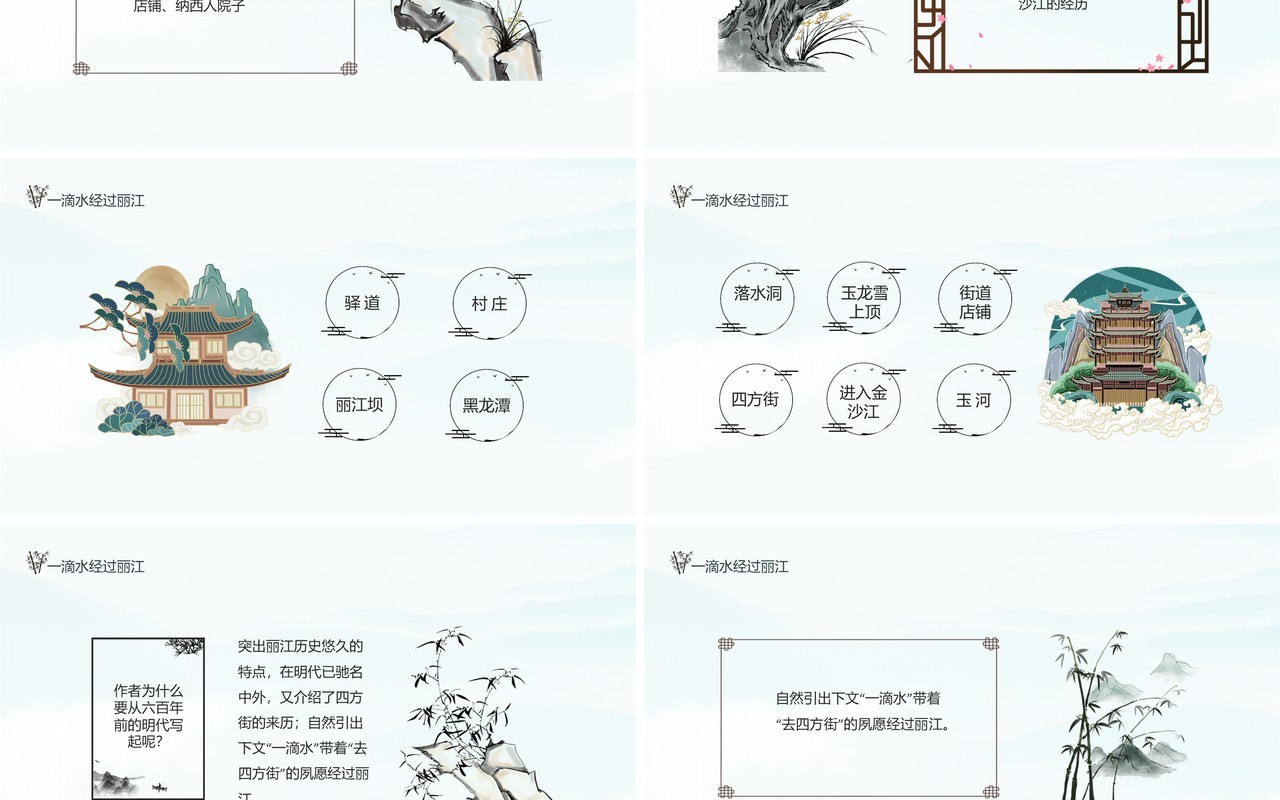 一滴水经过丽江自然风光动态PPT模板