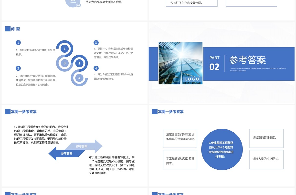 蓝色商务建设工程监理案例分析PPT模板