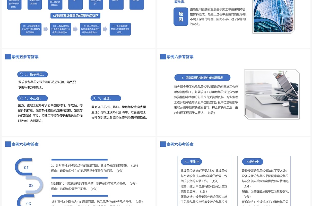 蓝色商务建设工程监理案例分析PPT模板