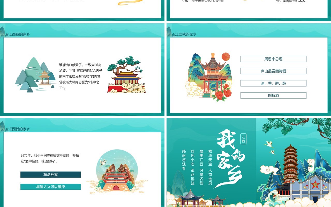 江西我的家乡物华天宝人杰地灵动态PPT模板