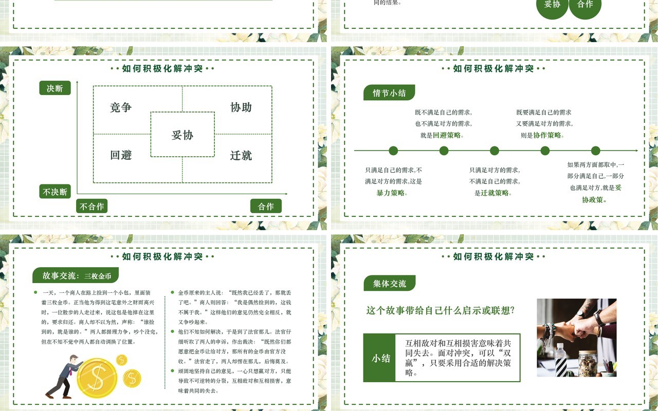 绿色清新风团队心理辅导活动课PPT模板