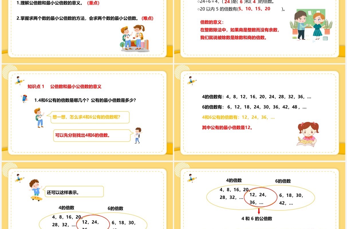 部编版五年级数学下册最小公倍数课件PPT模板