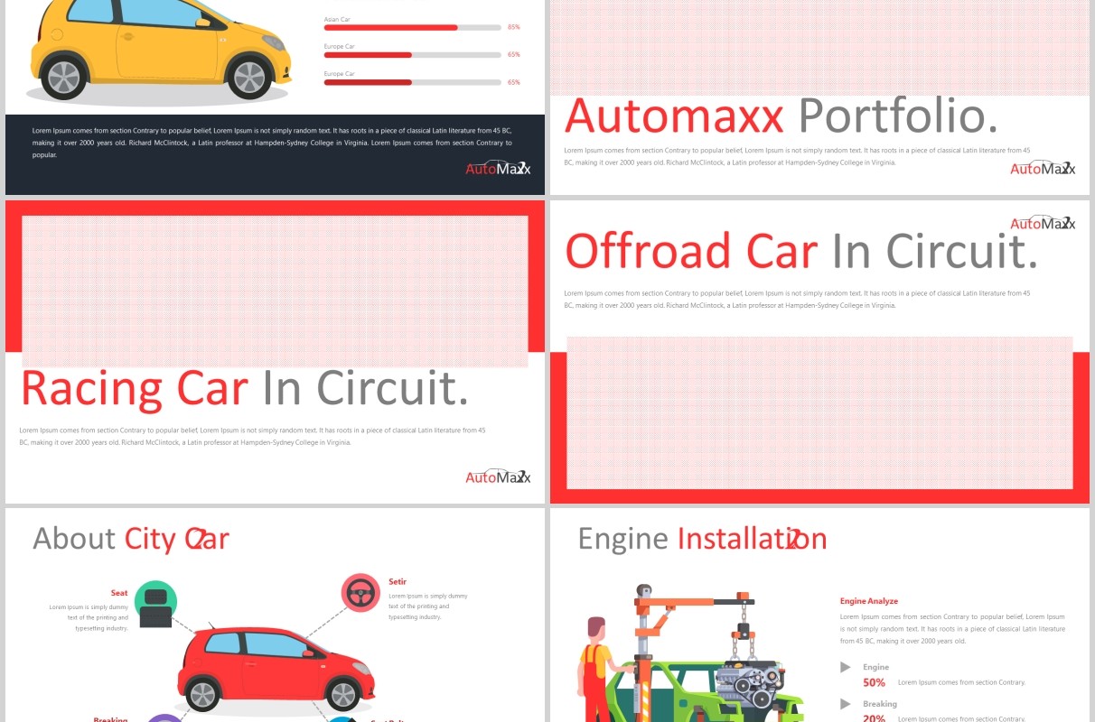 汽车工作介绍项目策划PPT模板版式设计Automaxx Powerpoint Template