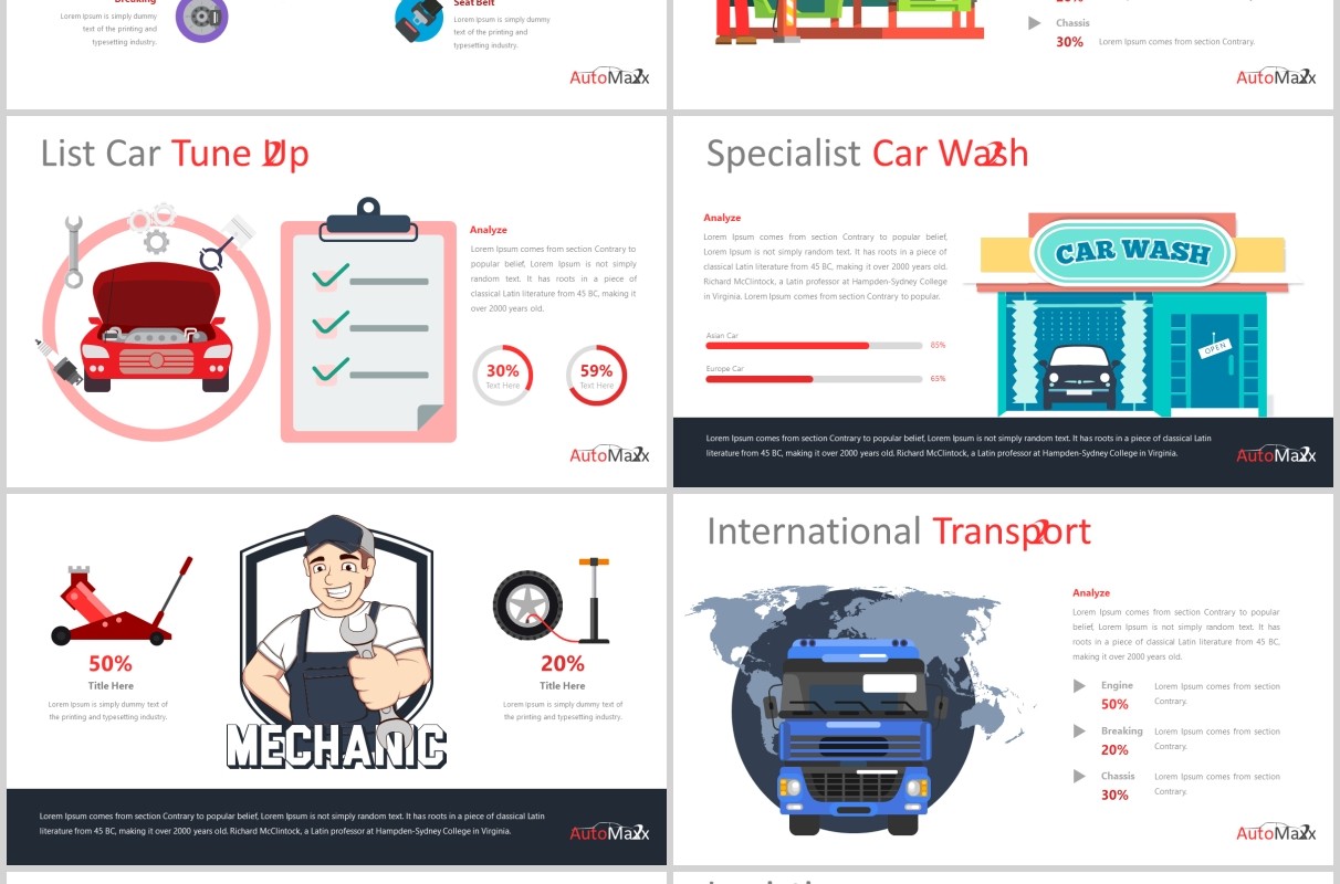 汽车工作介绍项目策划PPT模板版式设计Automaxx Powerpoint Template