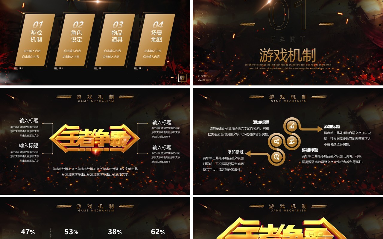 黑色创意最强王者电竞通用PPT模板
