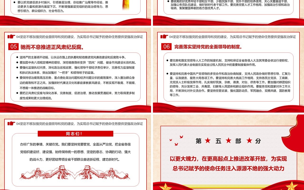 红色党政广东省第十三次党代会PPT模板