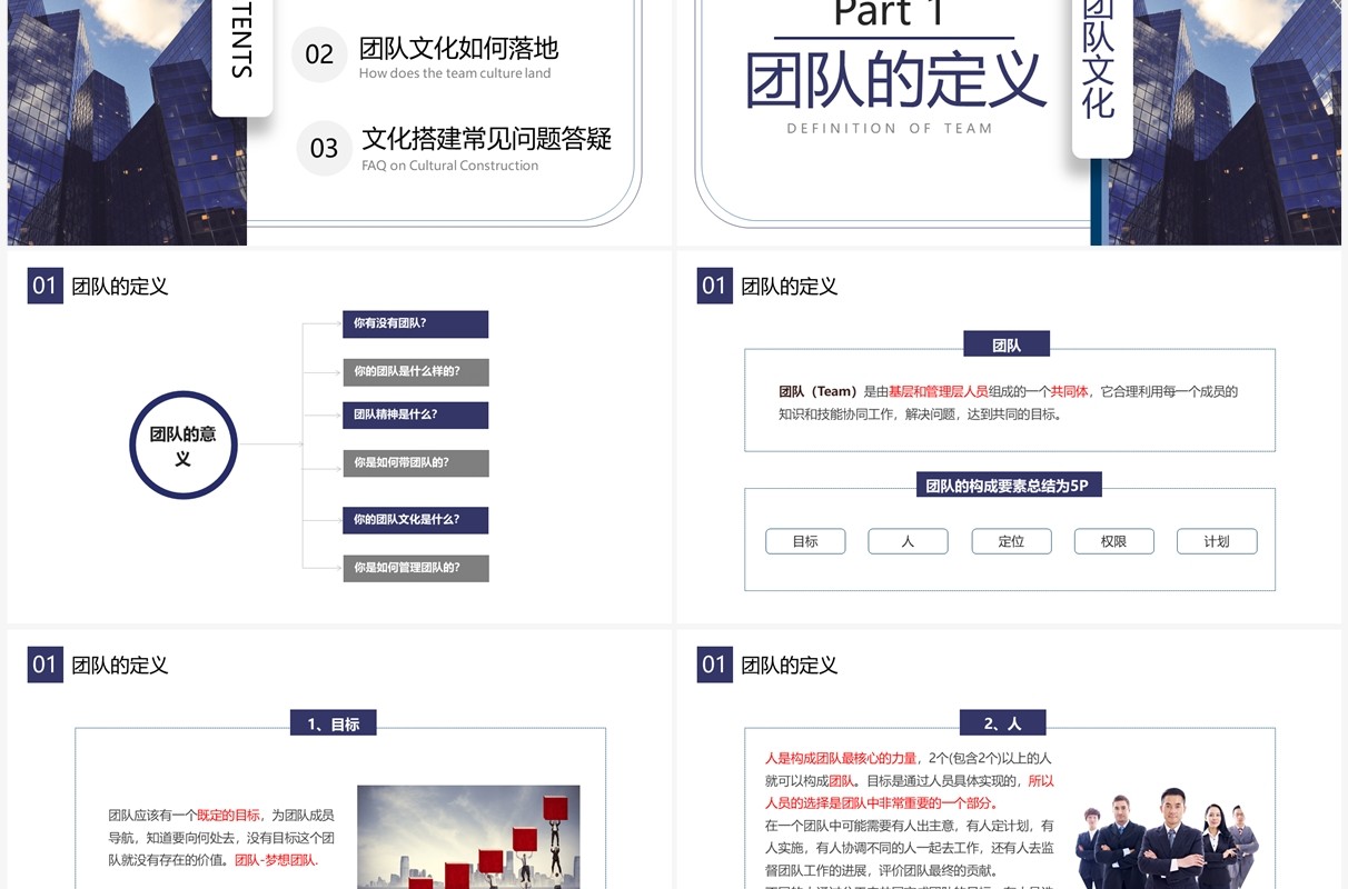 紫色简约风打造企业团队文化PPT模板