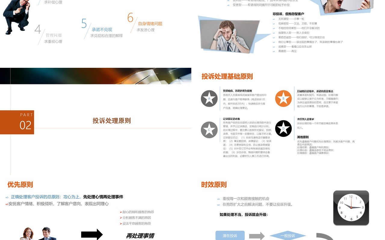 简约商务客户投诉处理技巧培训客服沟通技巧PPT模板