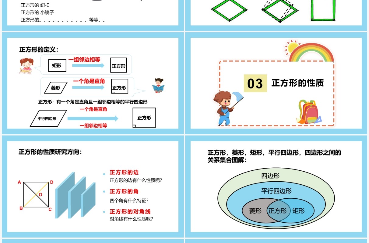 部编版八年级数学下册正方形的性质课件PPT模板