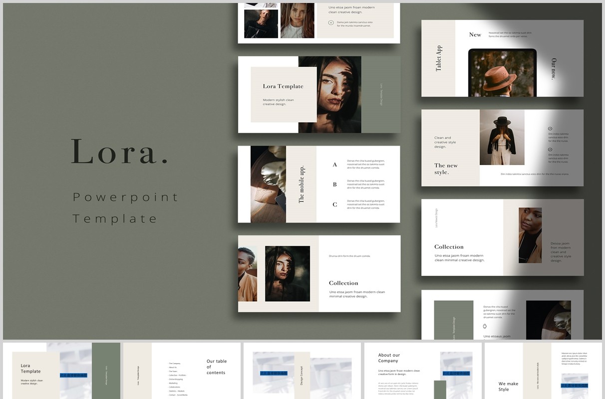 简洁简约KEY模板PPT模板LORA_Powerpoint Keynote