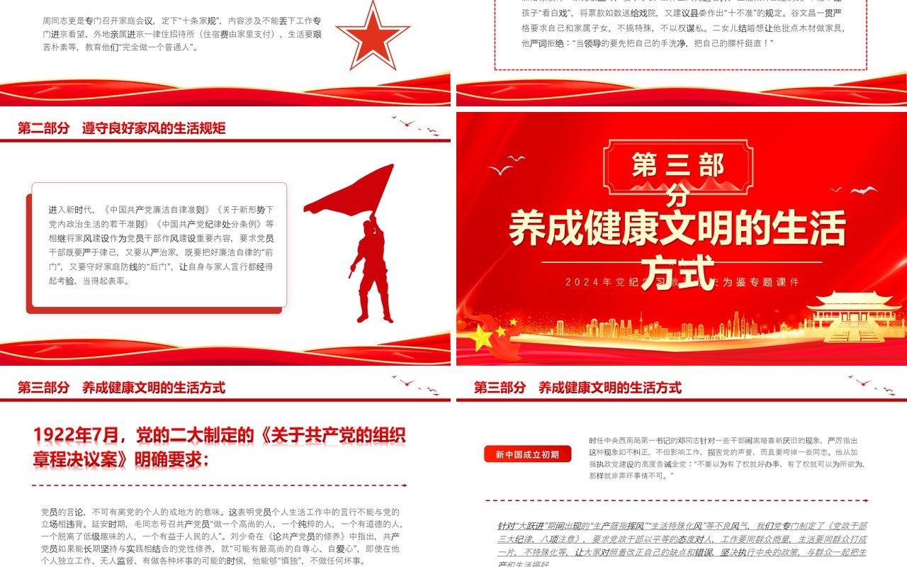 红色党政风党史上的生活纪律建设PPT模板