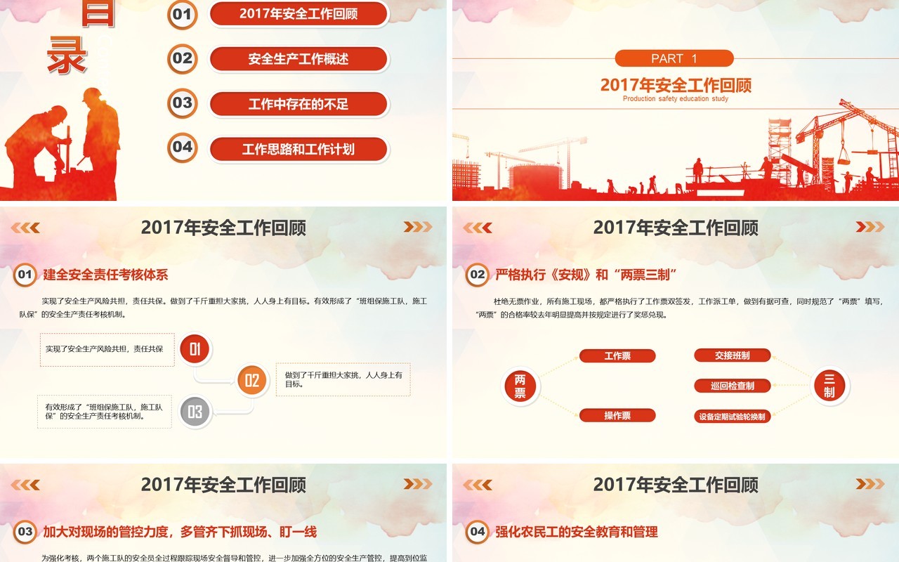扁平风格安全生产工作总结汇报