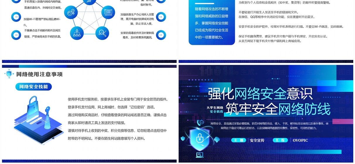 蓝色科技风大学生网络安全教育宣传PPT模板