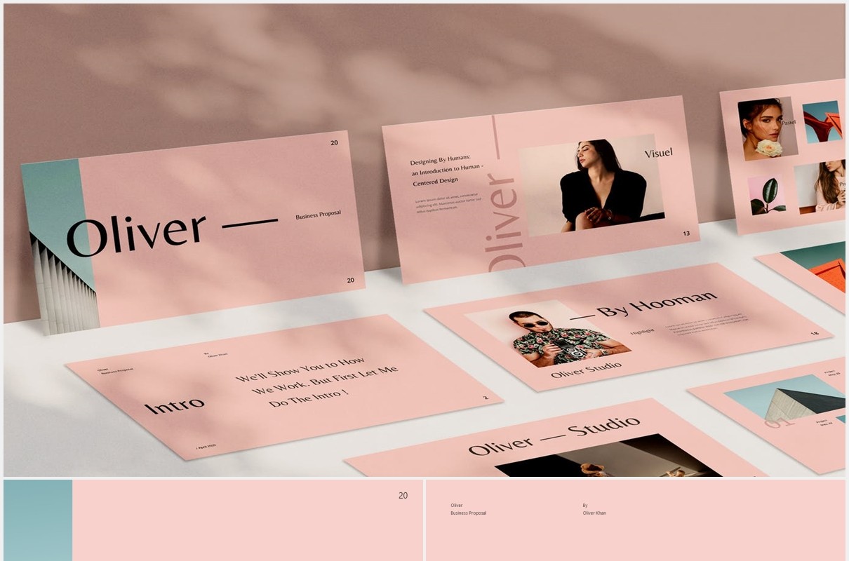 时尚简约图片排版设计摄影集展示PPT模板Oliver Powerpoint