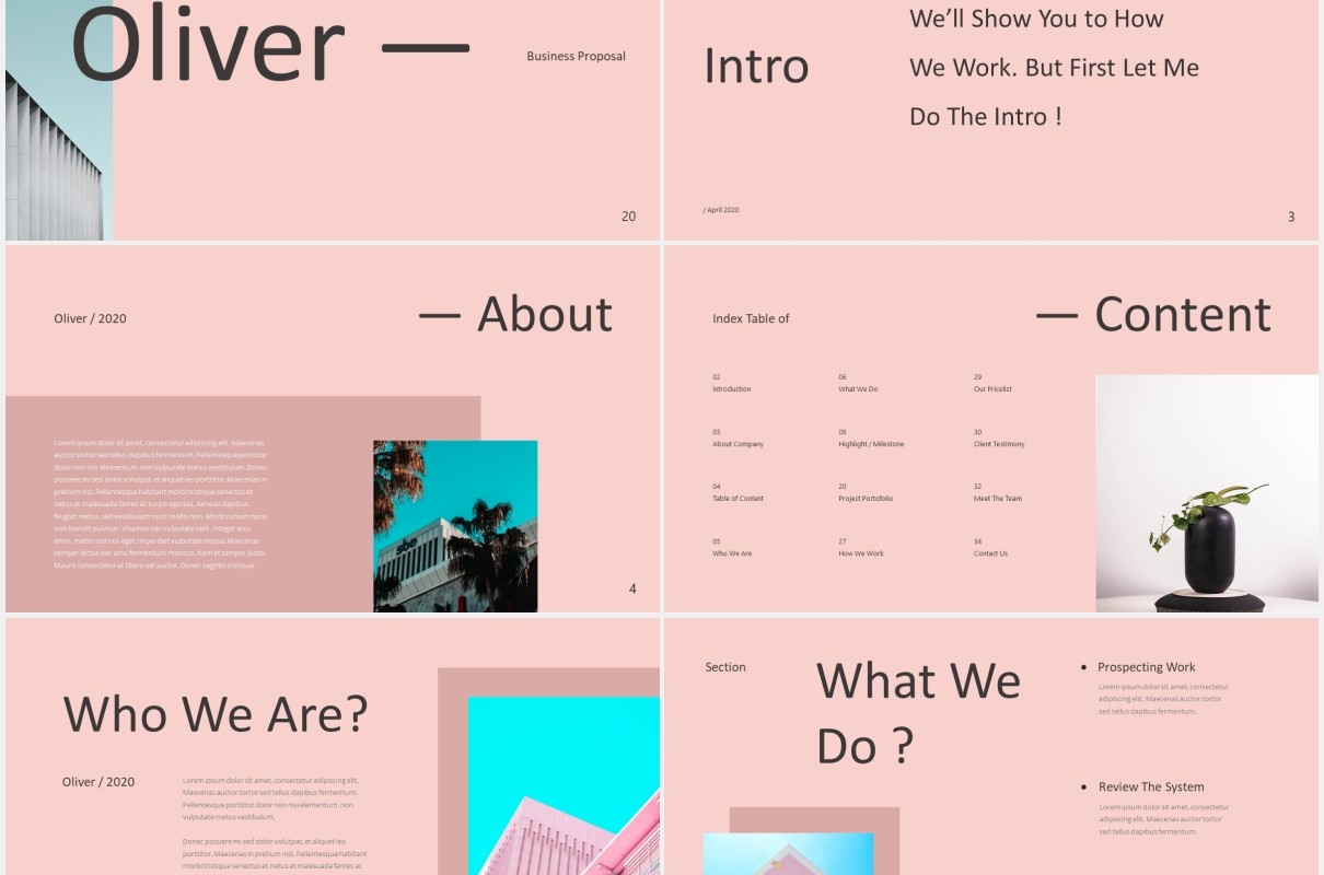 时尚简约图片排版设计摄影集展示PPT模板Oliver Powerpoint