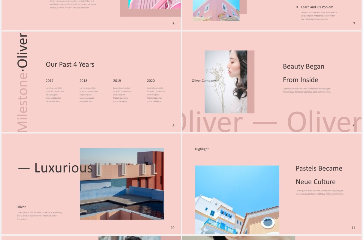 时尚简约图片排版设计摄影集展示PPT模板Oliver Powerpoint