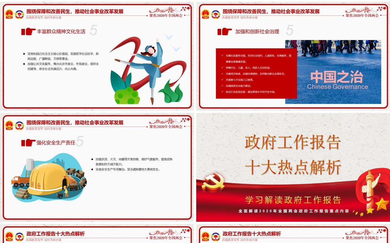 学习解读政府工作报告两会讲稿党建PPT模板