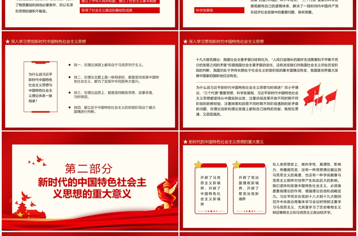 新时代中国特色社会主义思想的精神实质和丰富内涵动态PPT模板