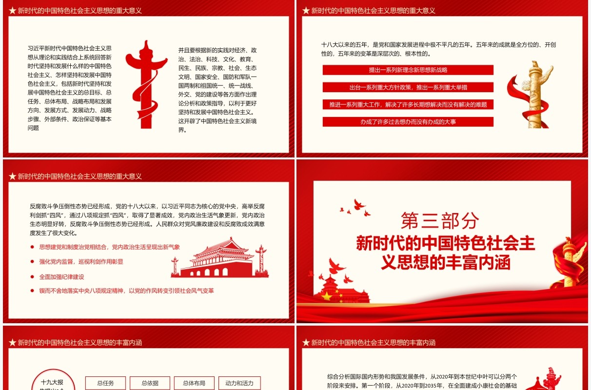 新时代中国特色社会主义思想的精神实质和丰富内涵动态PPT模板