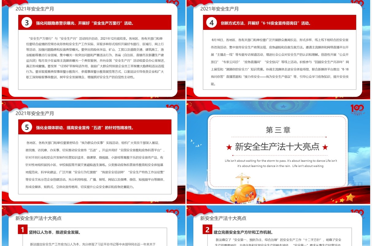 红色党政风安全生产月活动PPT模板