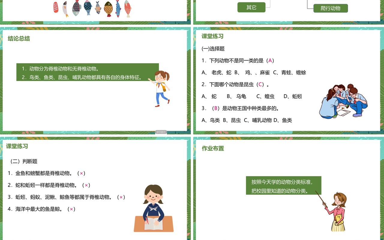教科版六年级科学上册种类繁多的动物PPT模板