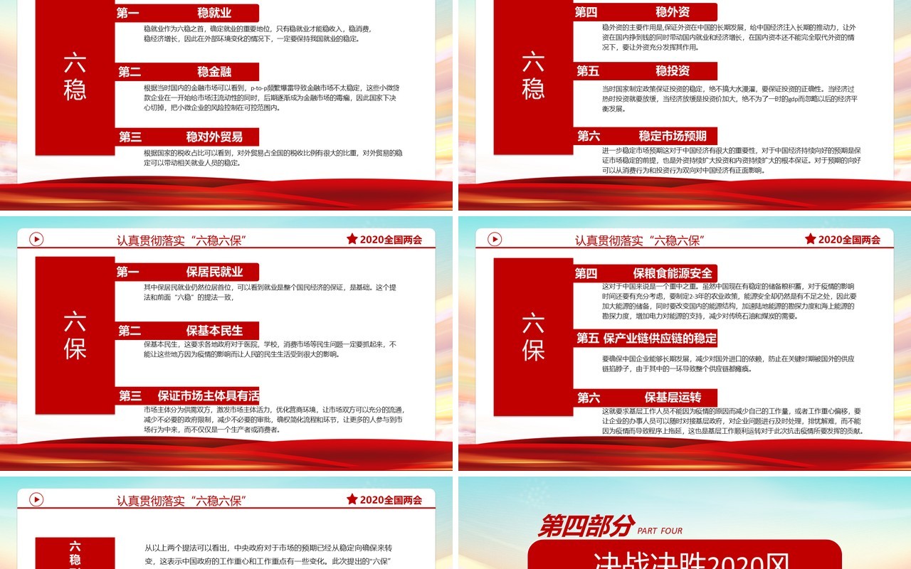 聚焦2020全国两会政府工作报告学习解读党建党政PPT模板