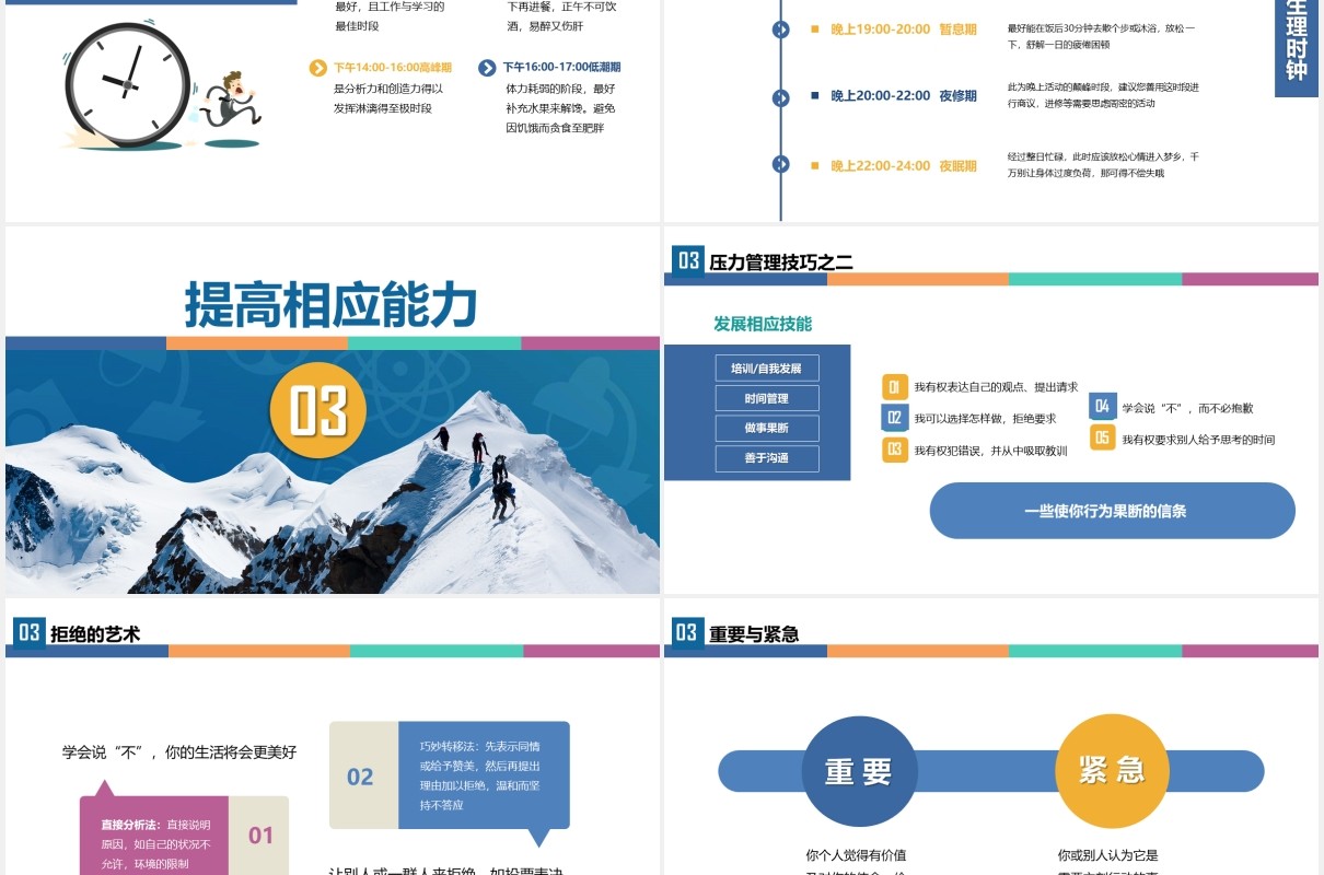简约蓝色企业员工管理培训心态压力沟通情绪管理绩效PPT模板