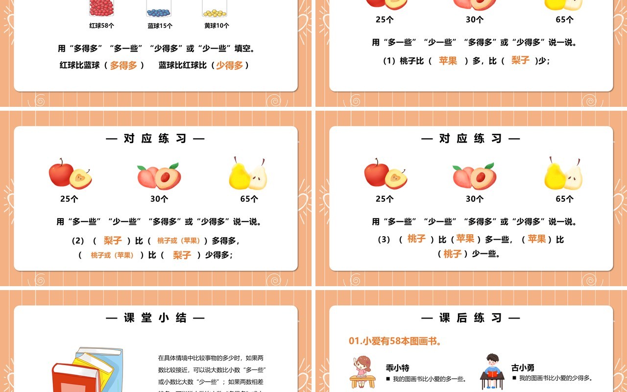 部编版一年级数学上册比多少课件PPT模板
