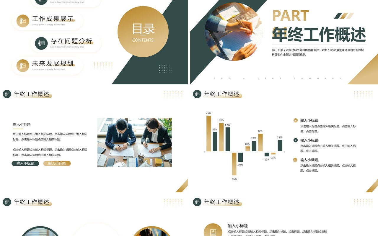 绿色商务风品质部年终总结报告PPT模板