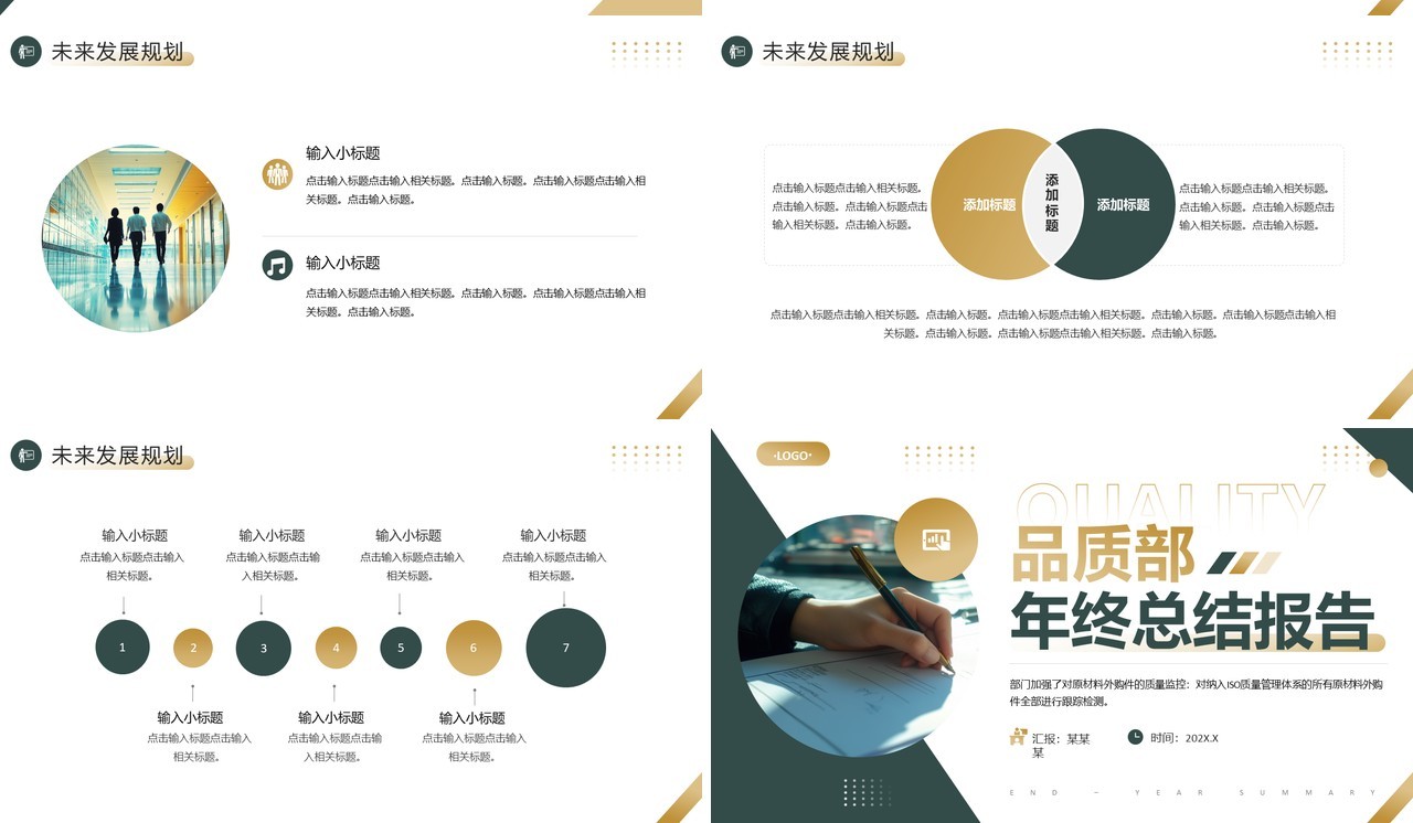 绿色商务风品质部年终总结报告PPT模板