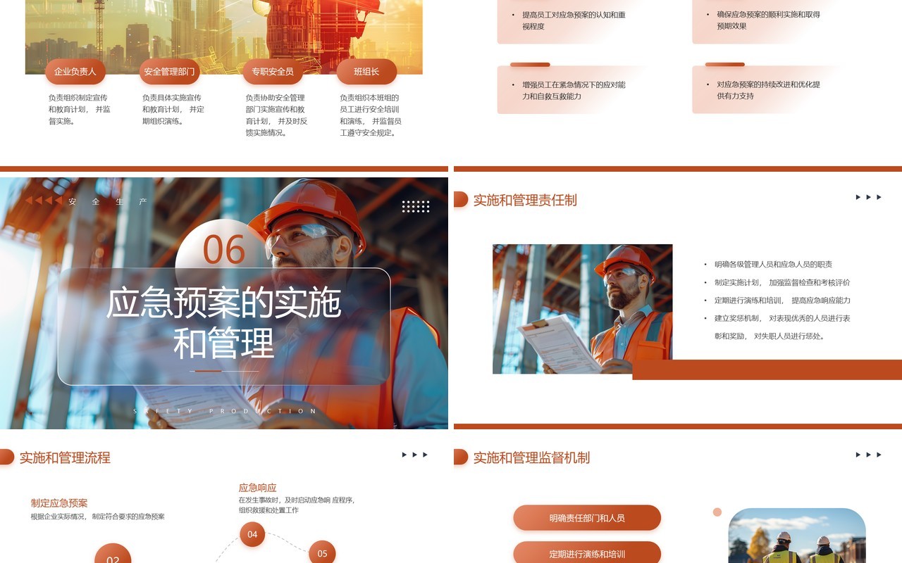 橙色商务风安全生产应急预案培训PPT模板