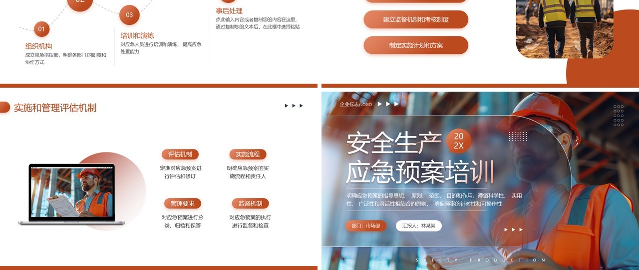 橙色商务风安全生产应急预案培训PPT模板
