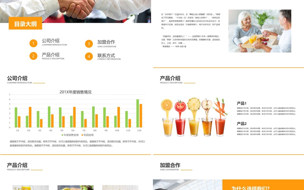 餐饮美食果汁品牌招商加盟策划书PPT模板