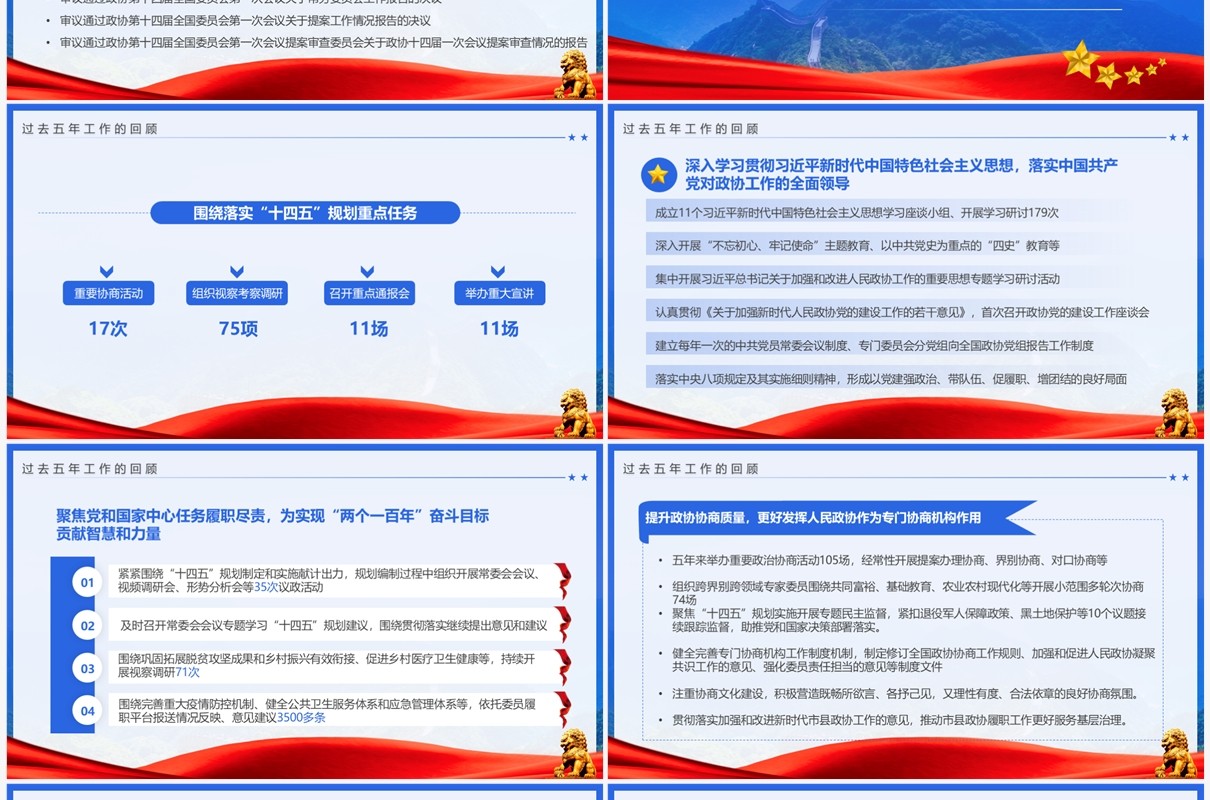 蓝色简约风2023年全国政协工作报告PPT模板
