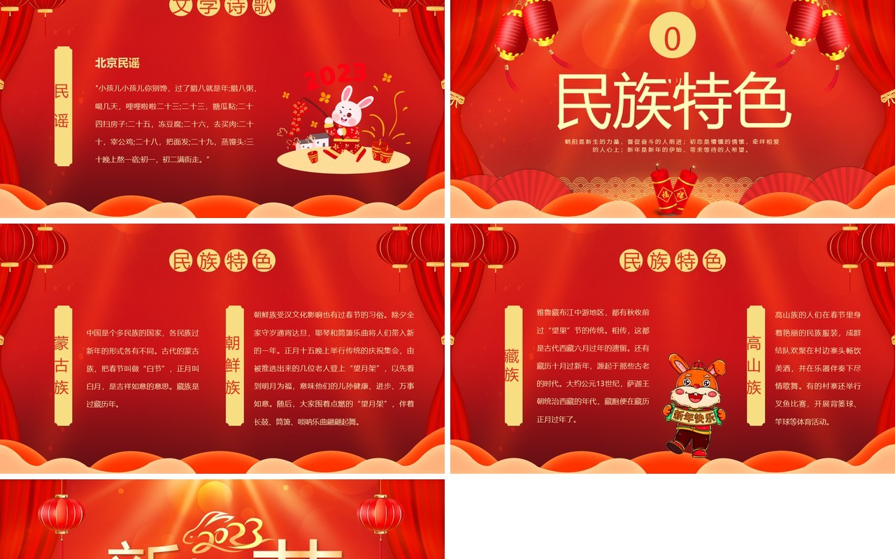 红色喜庆中国风2023新春佳节PPT模板